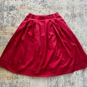 Vintage Red Calf Length Flowy Skirt